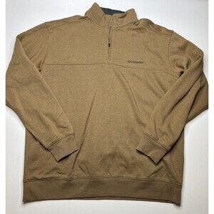 Columbia Men’s Tan 1/4 zip Pullover Sweater Mock Neck Size Large